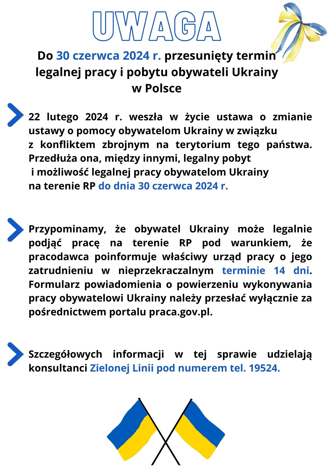 Obrazek dla: Informacja o przesunięciu terminu legalnej pracy i pobytu obywateli Ukrainy w Polsce